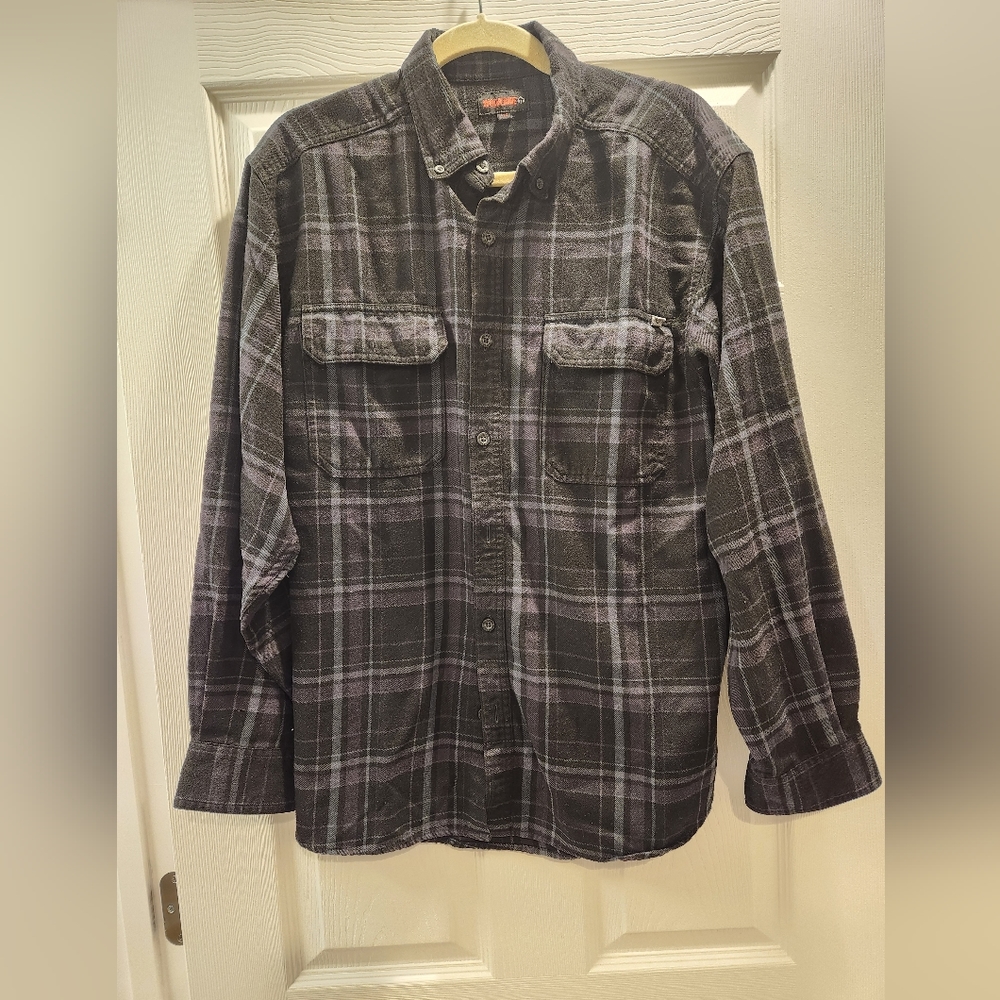 Flannel black plaid men's shirt